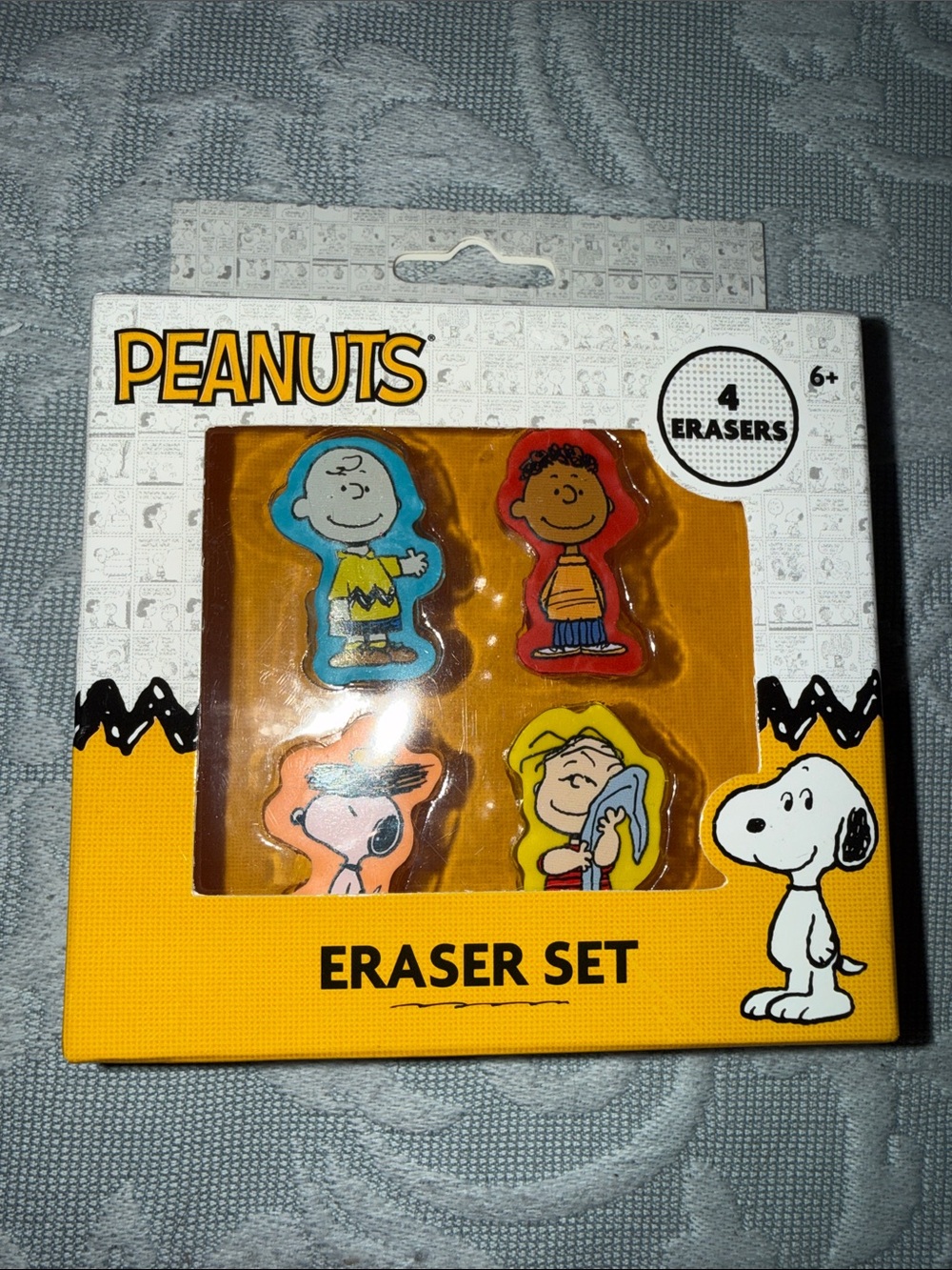 Peanuts Character Eraser Set - Yellow, Blue, Red, Orange, White